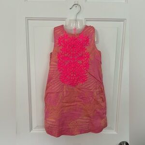Crewcuts Pink and Orange Sheath Dress Sleeveless Crew Neck
